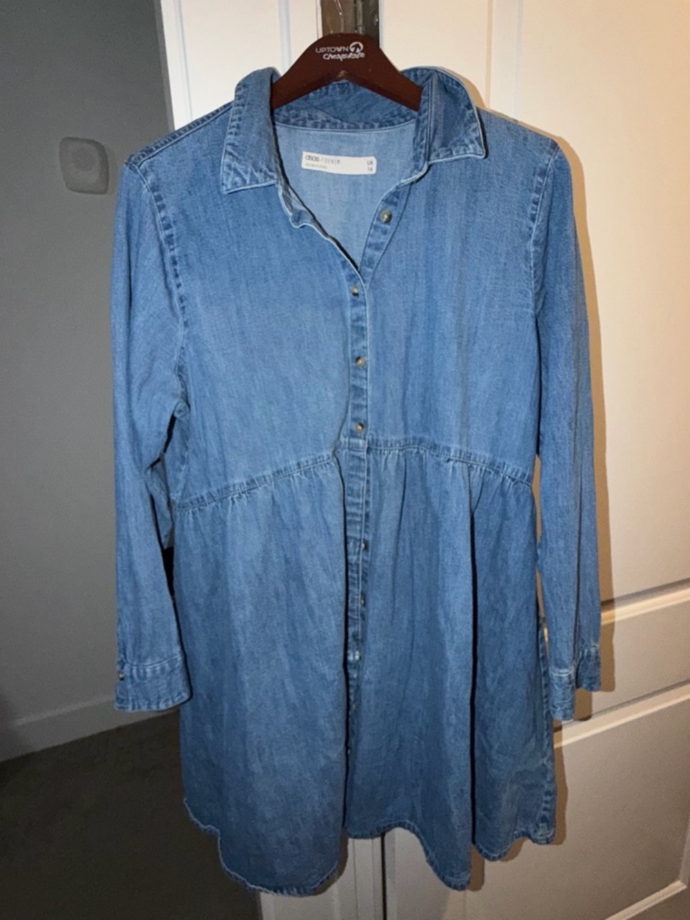 ASOS Light Wash Denim Long Sleeve Tunic Dress